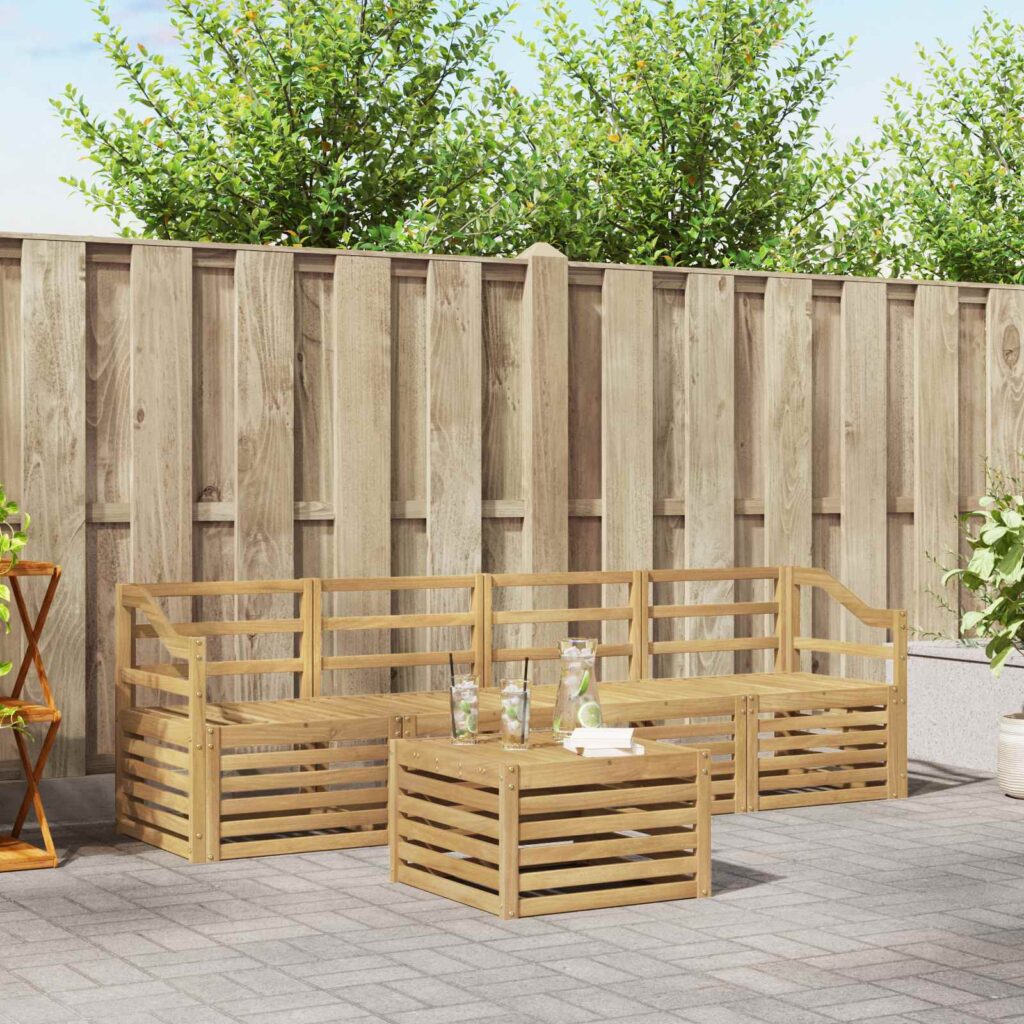 Ulkosohvakokoelma 5 pcs valkoinen Tiheä akasiapuu