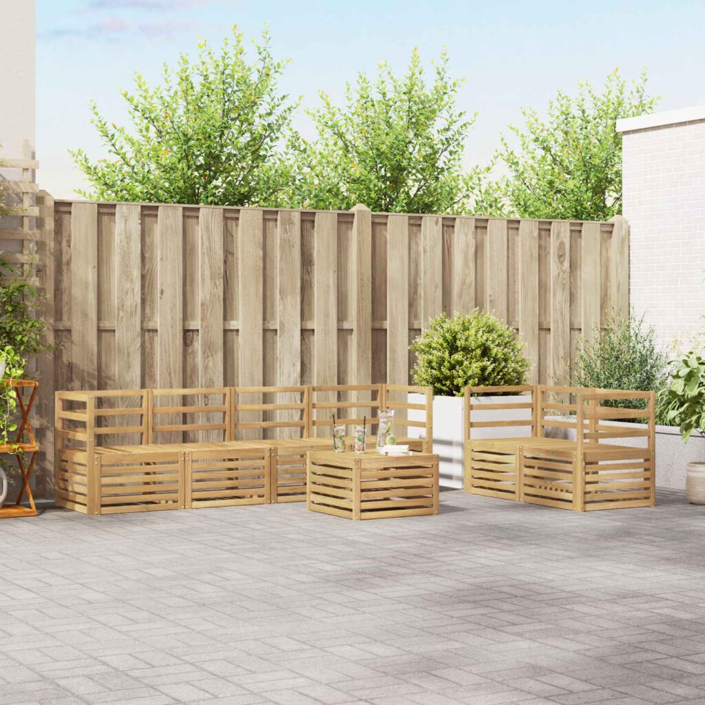 Ulkosohvakokoelma 7 pcs valkoinen Tiheä akasiapuu