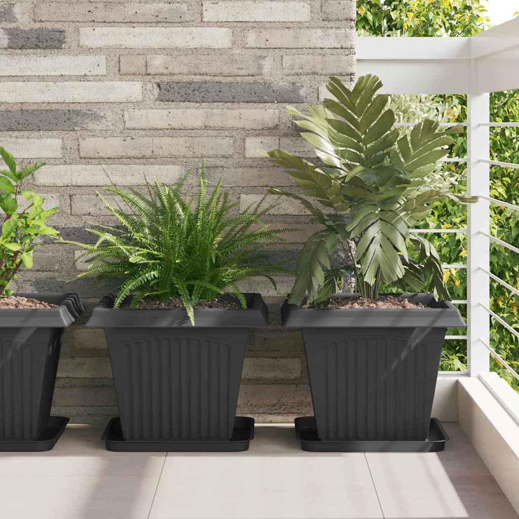 Kasviruukut 6 pcs Musta 38 x 38 x 30 cm Muovi