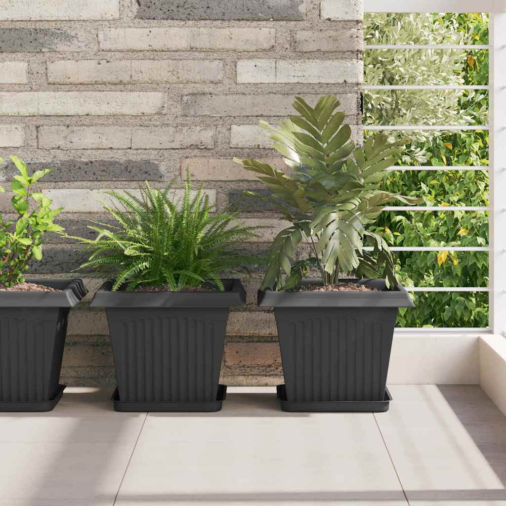Kasviruukut 24 pcs Musta 28,5 x 28,5 x 22 cm Muovi