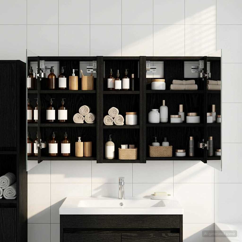 Kylpyhuoneen kaappisetti 3 pcs 80 x 10,5 x 50 cm Tekninen puu