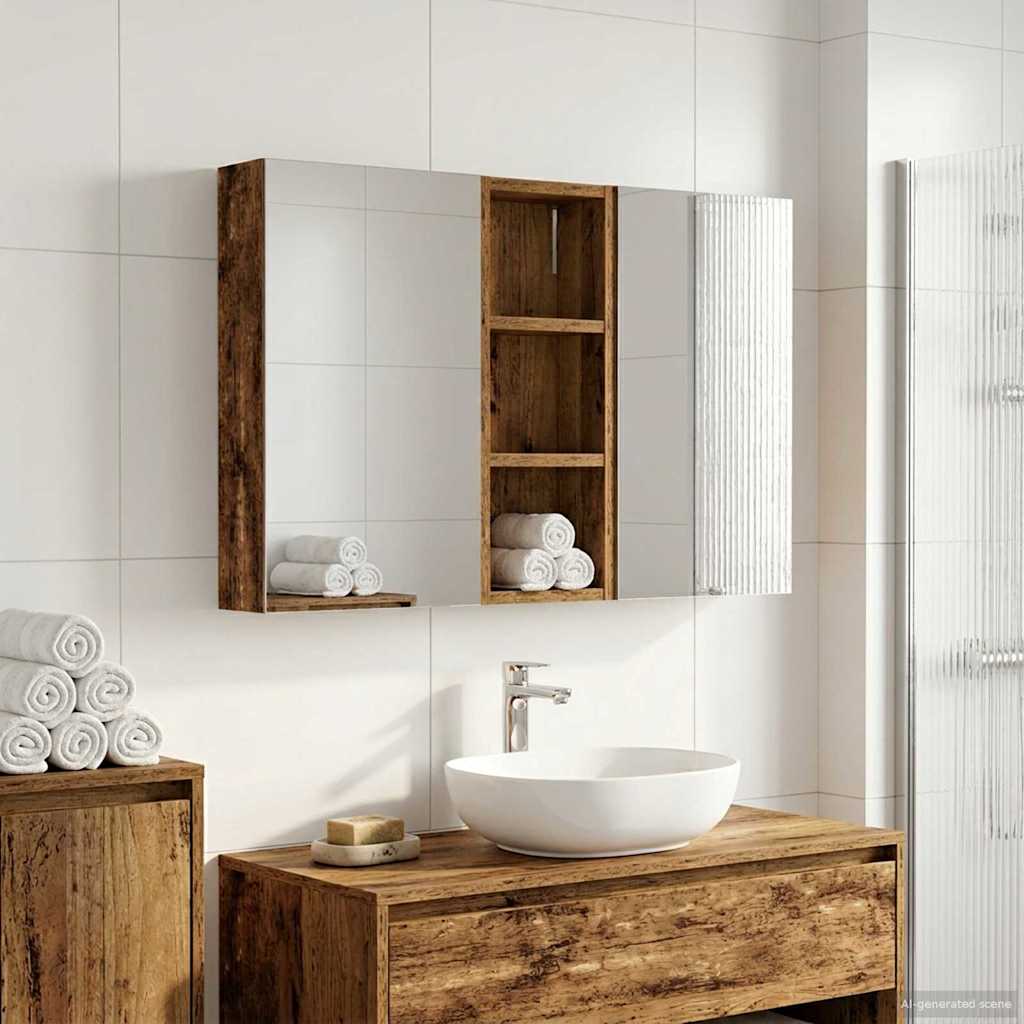 Kylpyhuoneen kaappisetti 3 pcs 80 x 10,5 x 50 cm Tekninen puu