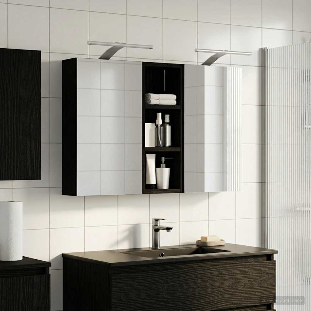 Kylpyhuoneen kaappisetti 3 pcs 80 x 10,5 x 50 cm Tekninen puu