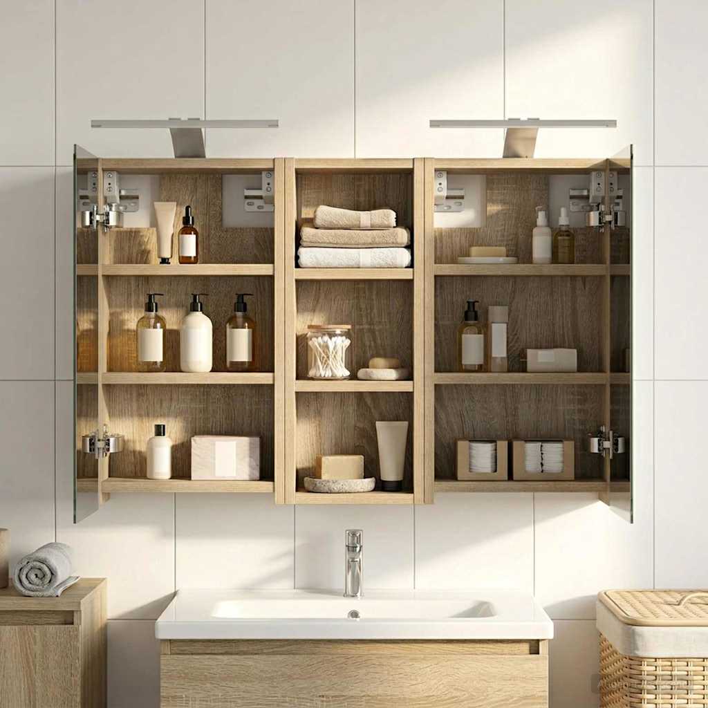 Kylpyhuoneen kaappisetti 3 pcs 80 x 10,5 x 50 cm Tekninen puu