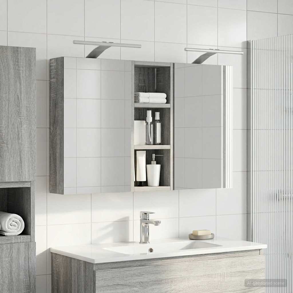 Kylpyhuoneen kaappisetti 3 pcs 80 x 10,5 x 50 cm Tekninen puu