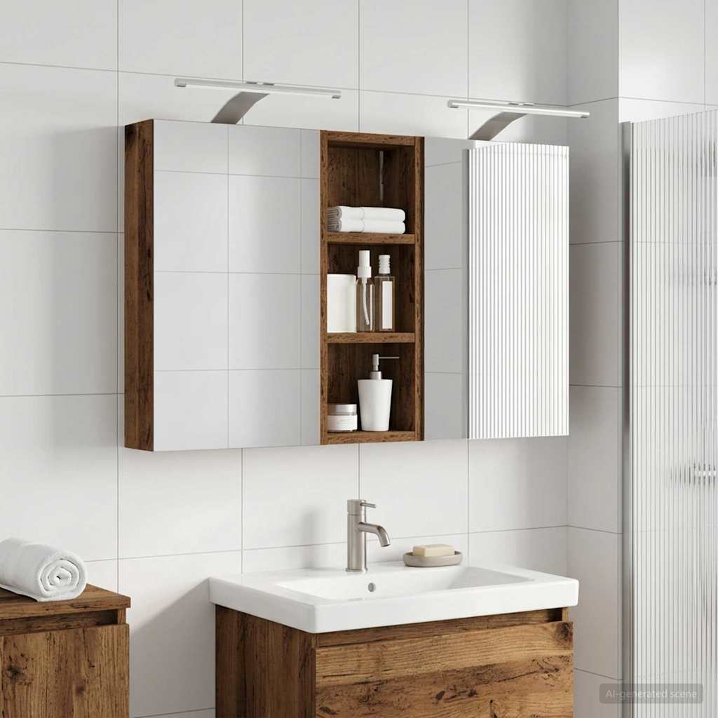 Kylpyhuoneen kaappisetti 3 pcs 80 x 10,5 x 50 cm Tekninen puu