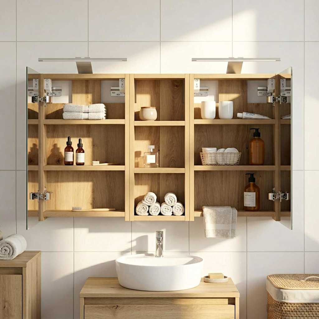 Kylpyhuoneen kaappisetti 3 pcs 80 x 10,5 x 50 cm Tekninen puu