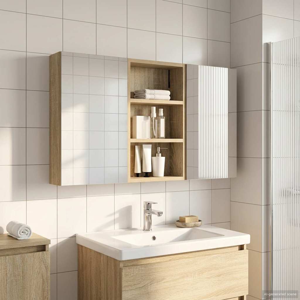 Kylpyhuoneen kaappisetti 3 pcs 90 x 10,5 x 50 cm Tekninen puu