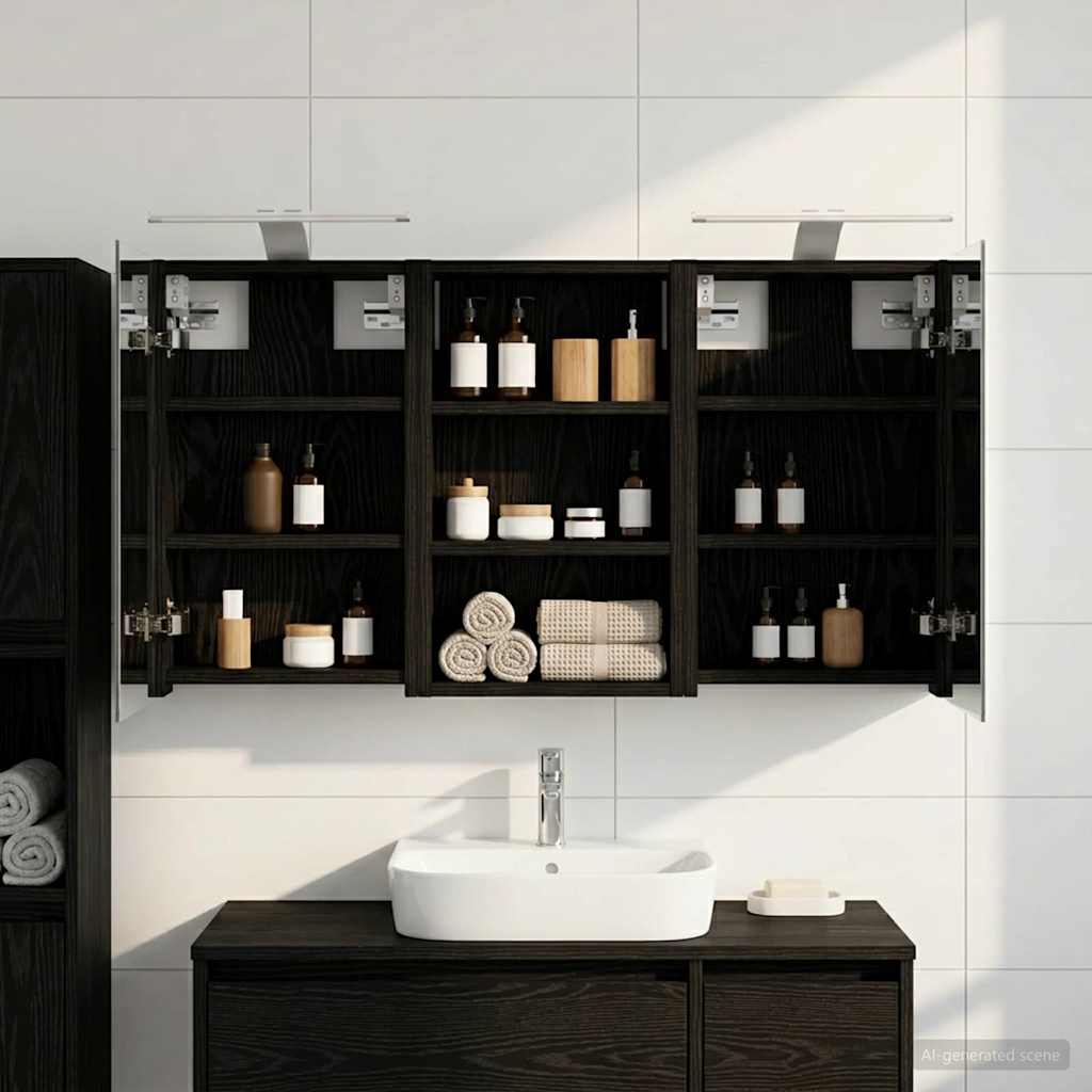 Kylpyhuoneen kaappisetti 3 pcs 90 x 10,5 x 50 cm Tekninen puu