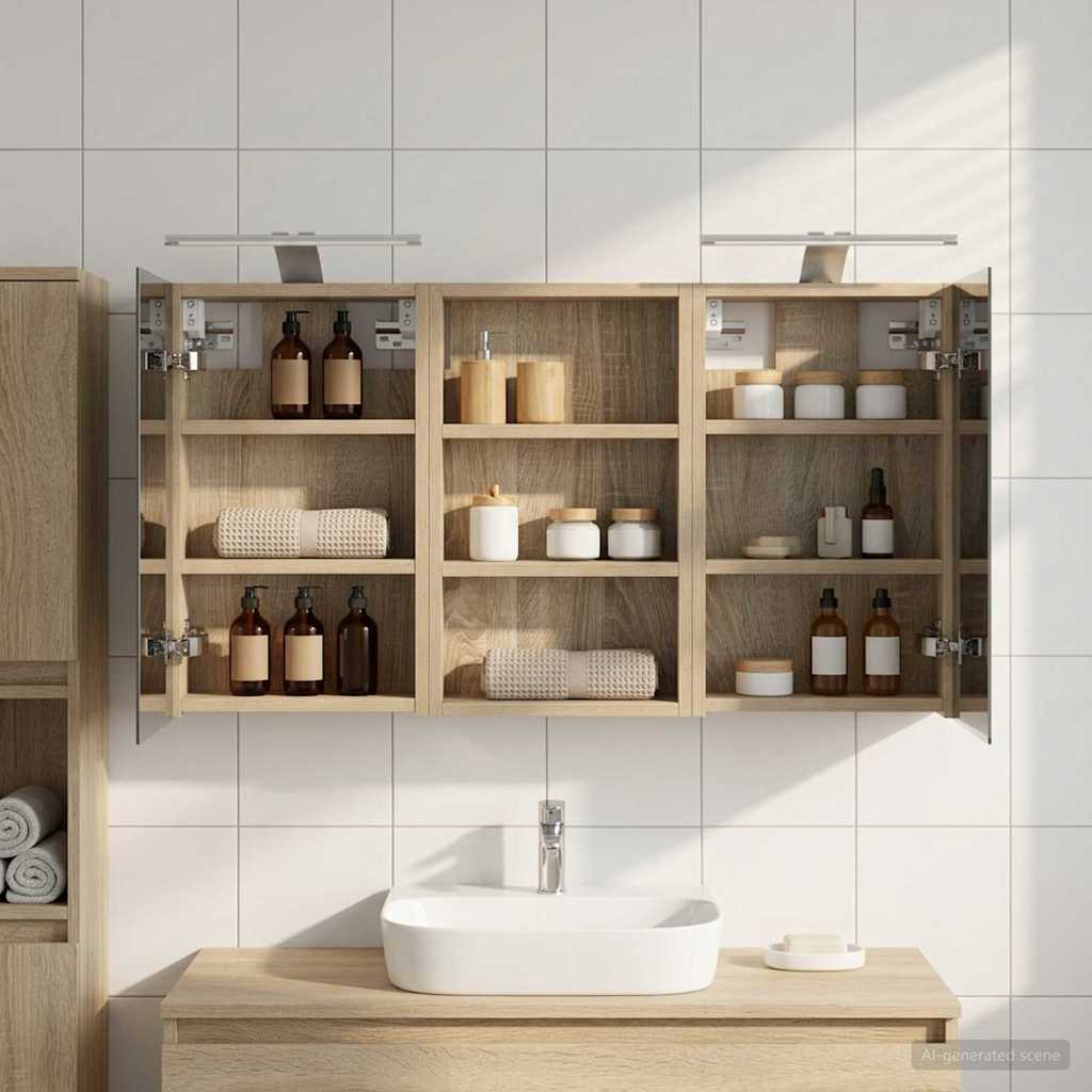 Kylpyhuoneen kaappisetti 3 pcs 90 x 10,5 x 50 cm Tekninen puu