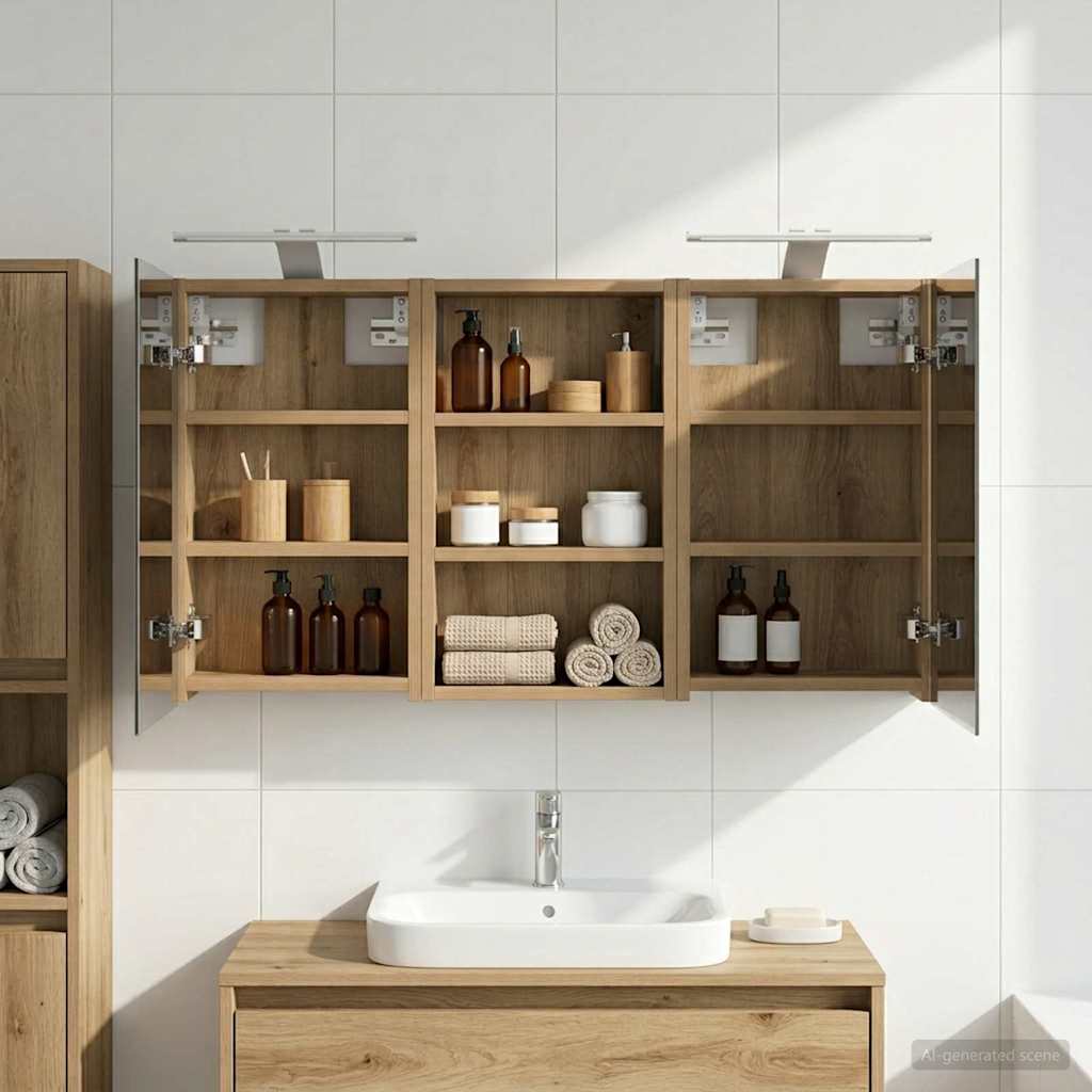 Kylpyhuoneen kaappisetti 3 pcs 90 x 10,5 x 50 cm Tekninen puu