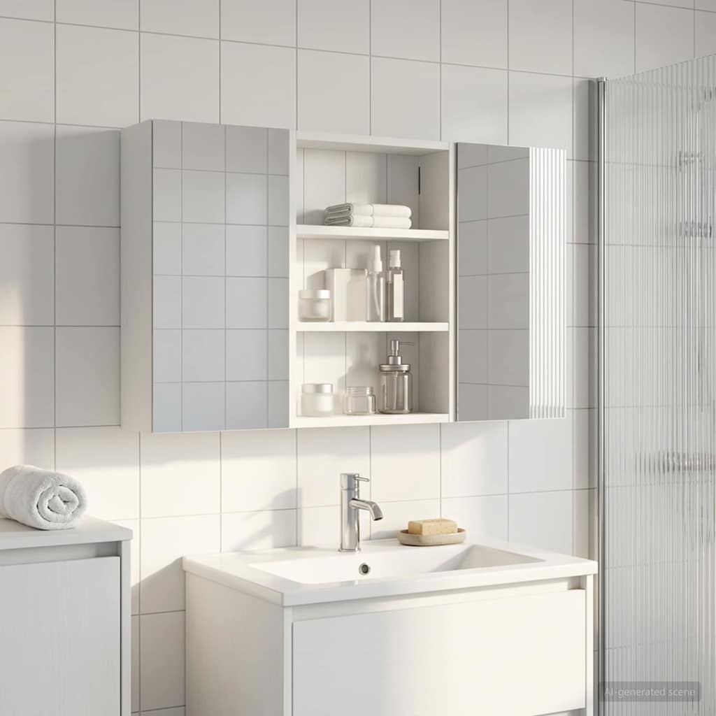 Kylpyhuoneen kaappisetti 3 pcs 100 x 10,5 x 50 cm Tekninen puu