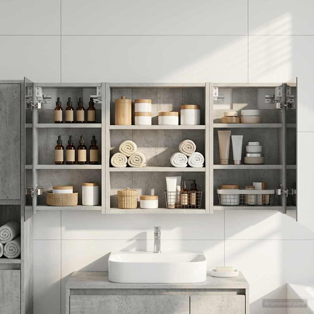 Kylpyhuoneen kaappisetti 3 pcs 100 x 10,5 x 50 cm Tekninen puu