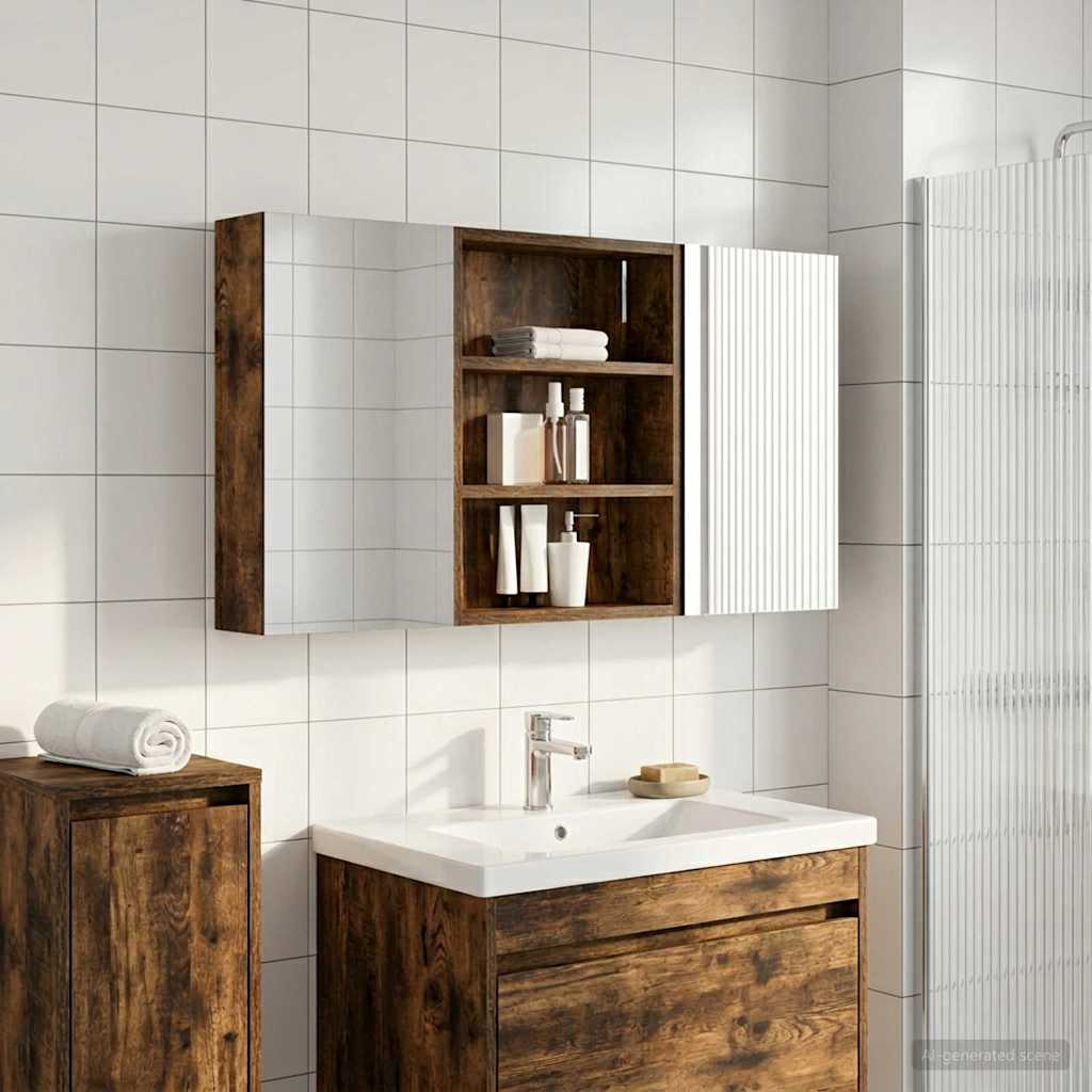 Kylpyhuoneen kaappisetti 3 pcs 100 x 10,5 x 50 cm Tekninen puu