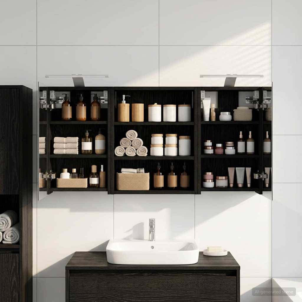 Kylpyhuoneen kaappisetti 3 pcs 100 x 10,5 x 50 cm Tekninen puu