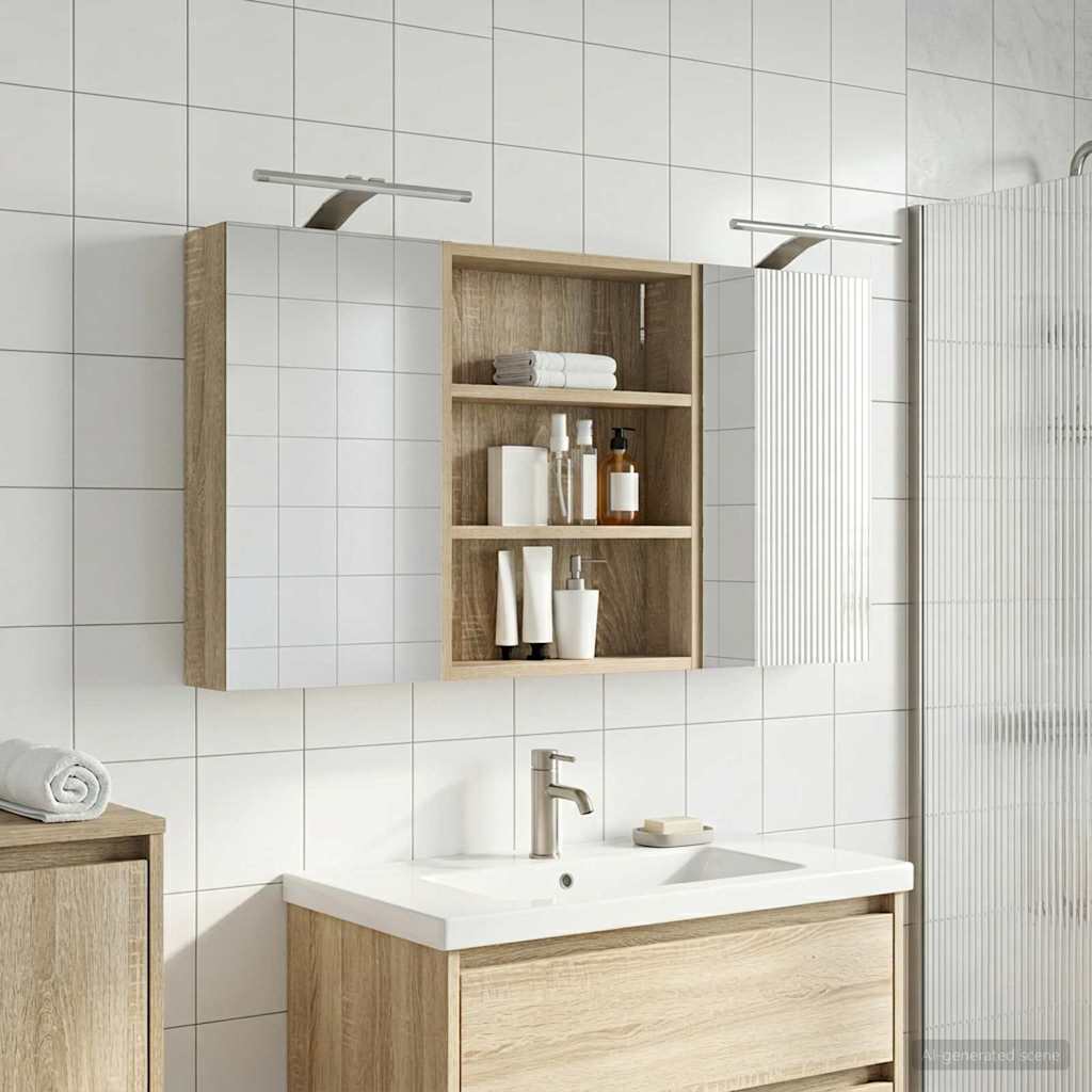 Kylpyhuoneen kaappisetti 3 pcs 100 x 10,5 x 50 cm Tekninen puu