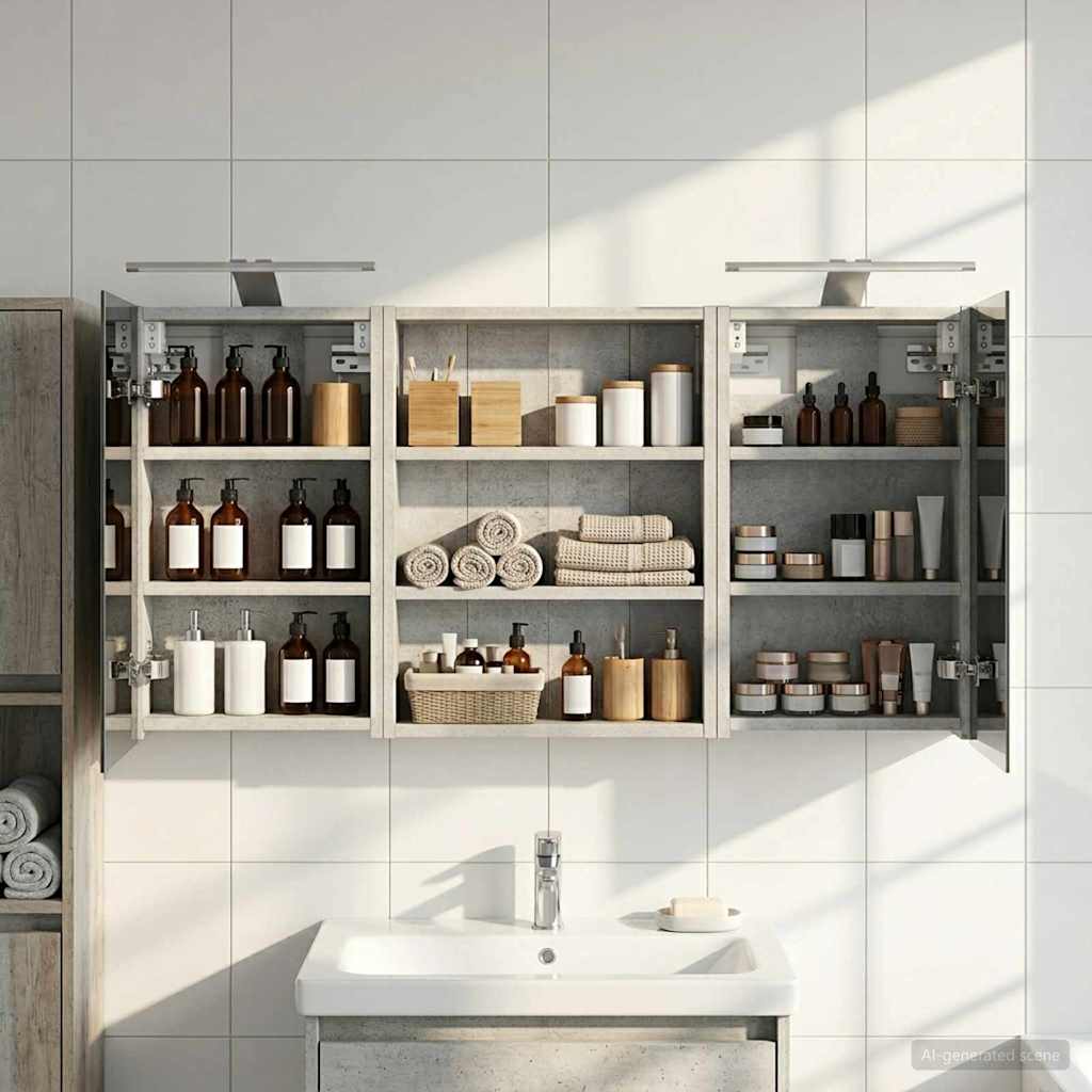 Kylpyhuoneen kaappisetti 3 pcs 100 x 10,5 x 50 cm Tekninen puu