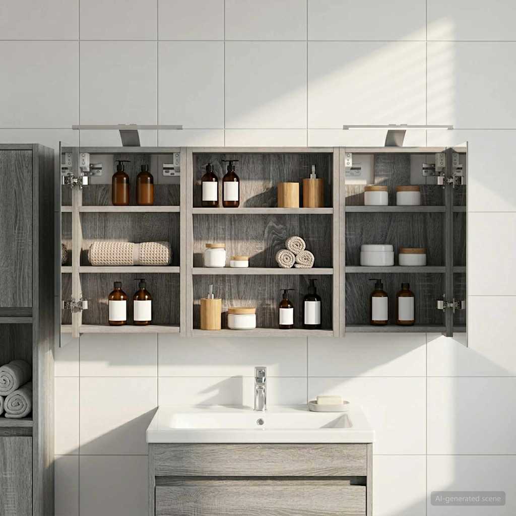 Kylpyhuoneen kaappisetti 3 pcs 100 x 10,5 x 50 cm Tekninen puu