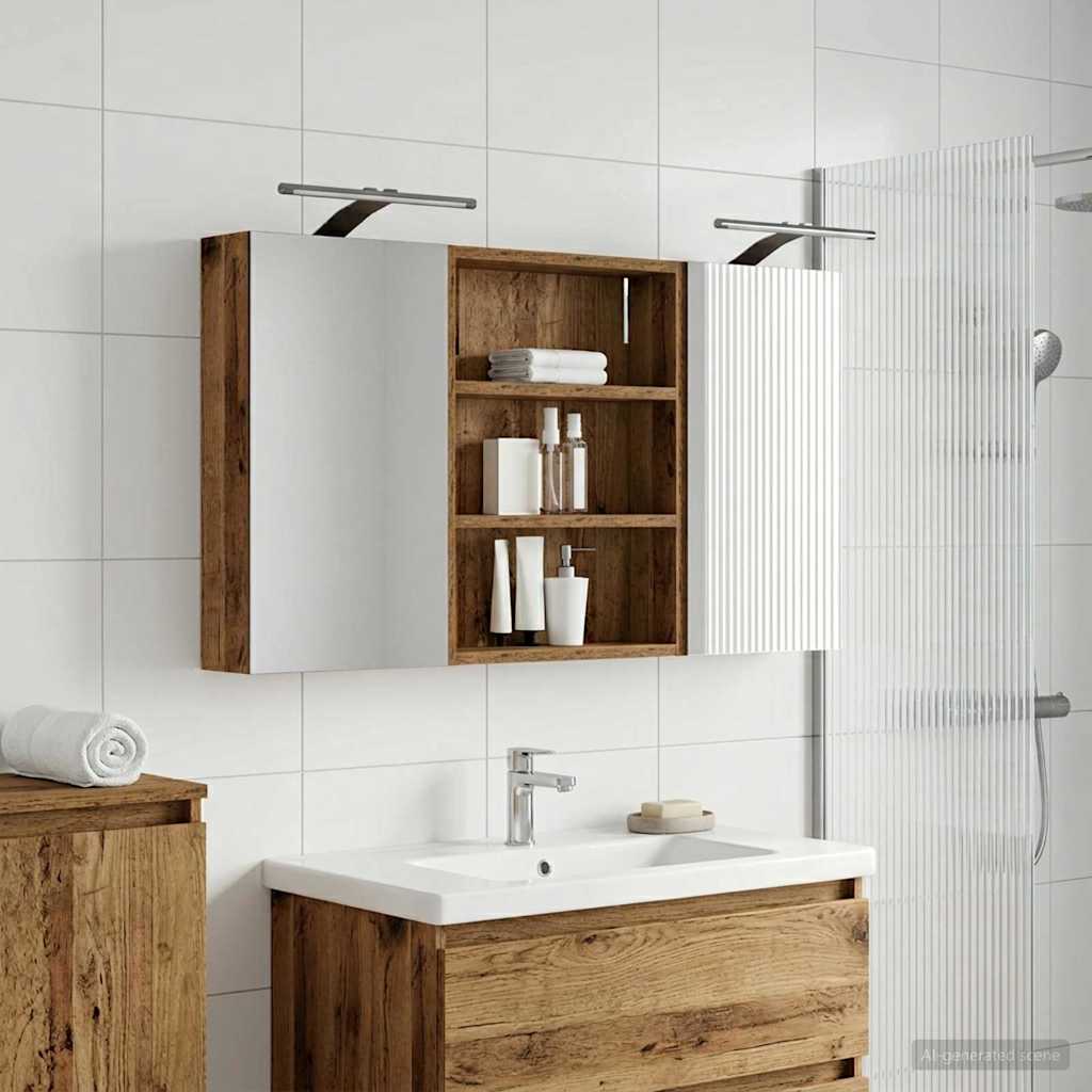 Kylpyhuoneen kaappisetti 3 pcs 100 x 10,5 x 50 cm Tekninen puu