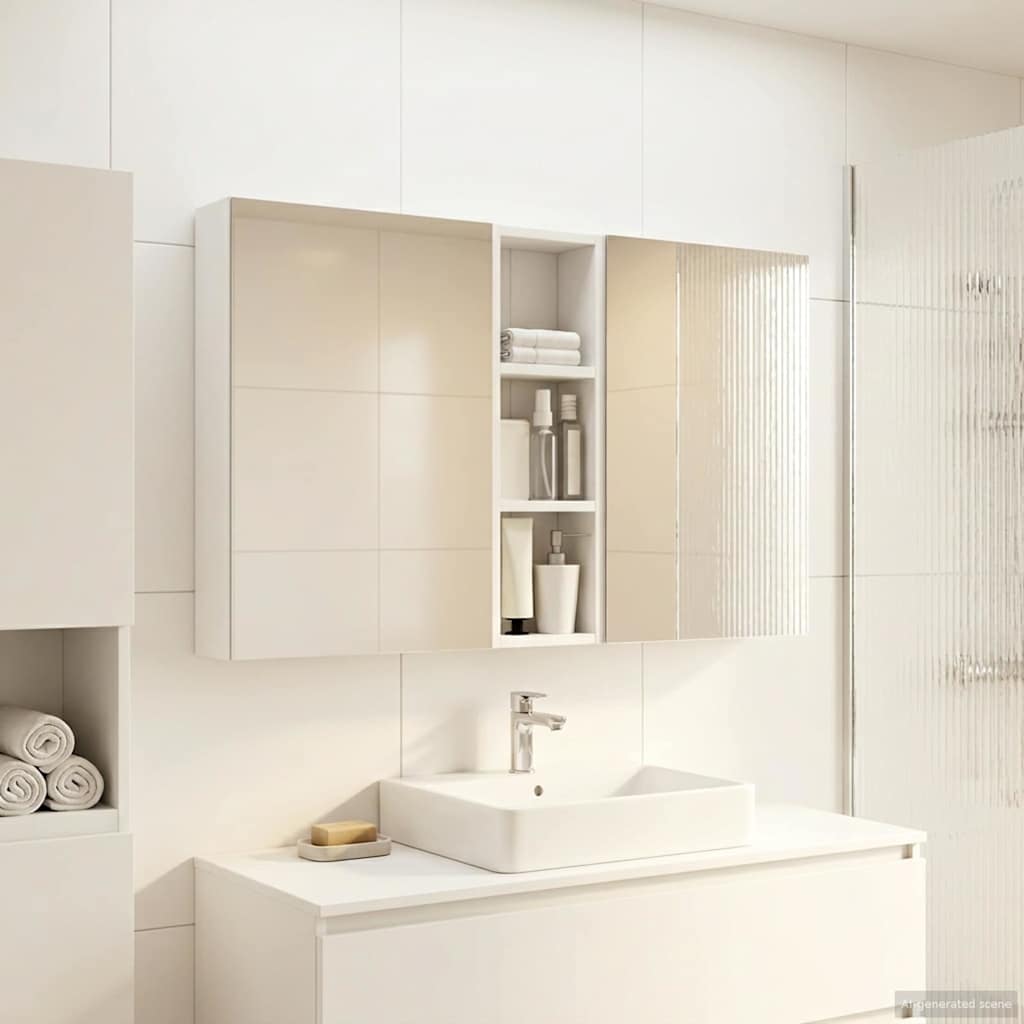 Kylpyhuoneen kaappisetti hyllyllä 3 pcs 100 x 10,5 x 60,5 cm