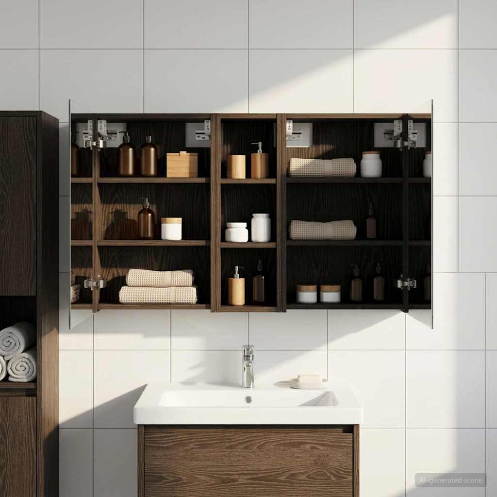 Kylpyhuoneen kaappisetti hyllyllä 3 pcs 100 x 10,5 x 60,5 cm