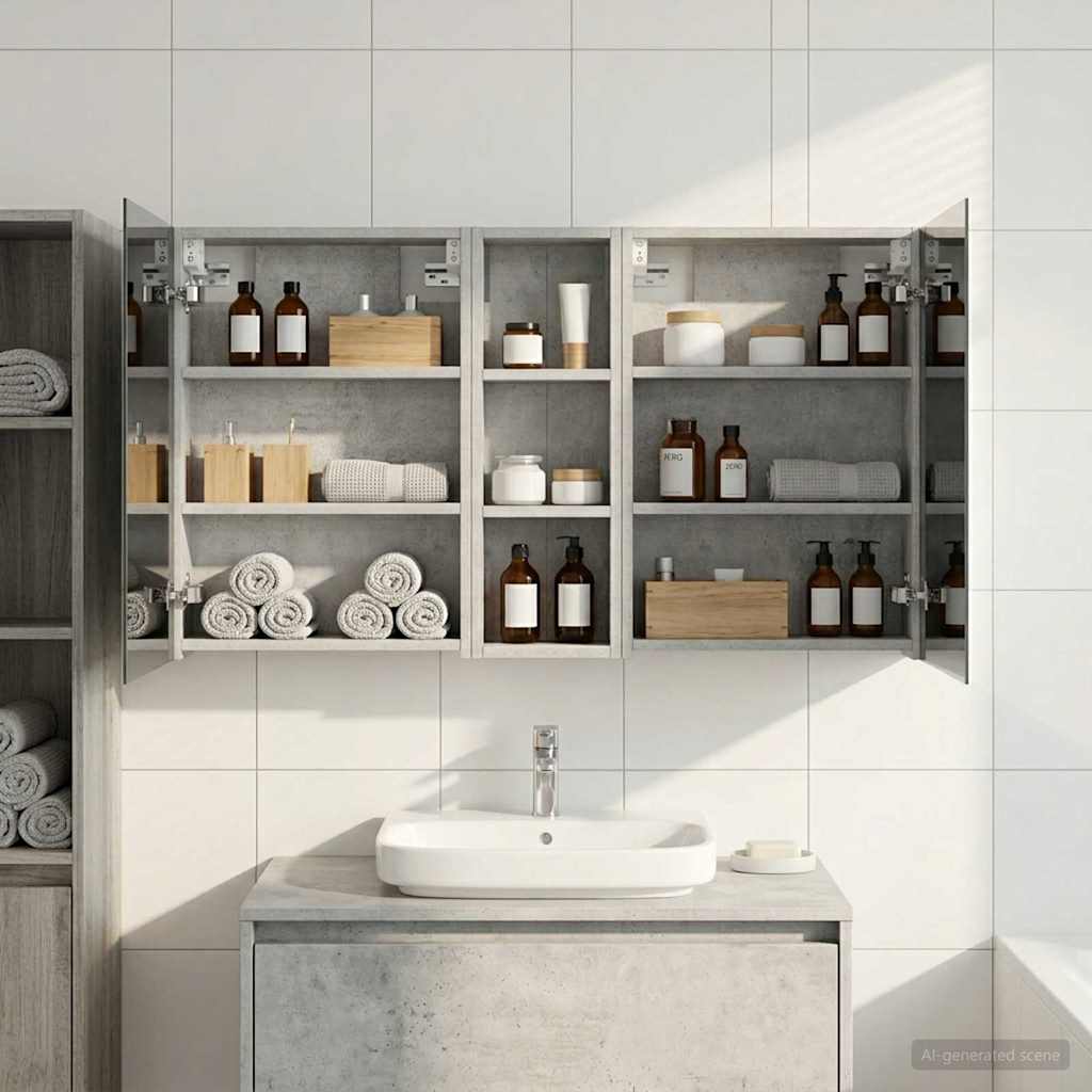 Kylpyhuoneen kaappisetti hyllyllä 3 pcs 100 x 10,5 x 60,5 cm