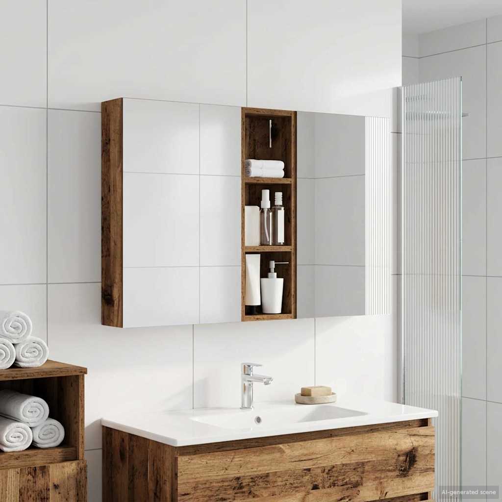 Kylpyhuoneen kaappisetti hyllyllä 3 pcs 100 x 10,5 x 60,5 cm