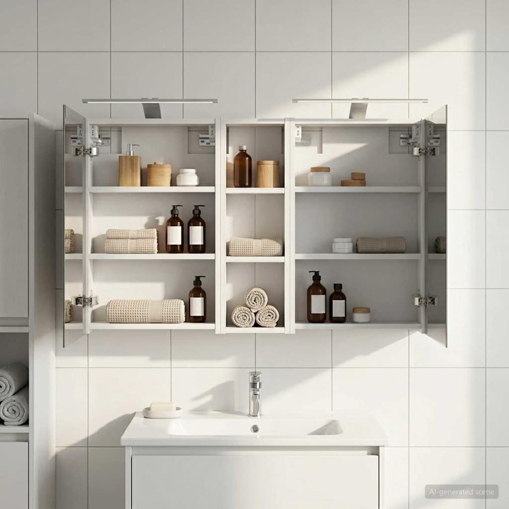 Kylpyhuoneen kaappisetti hyllyllä 3 pcs 100 x 10,5 x 60,5 cm