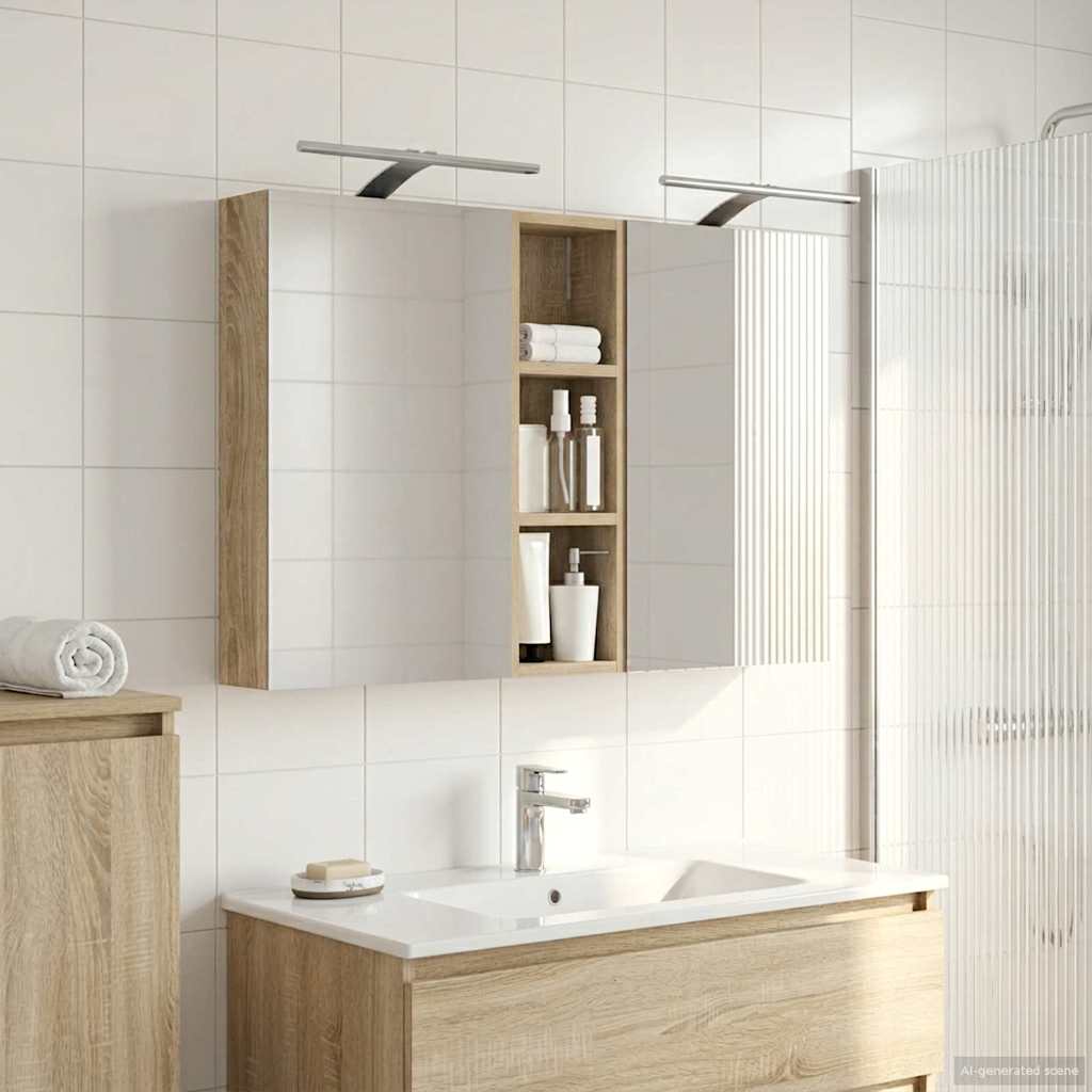 Kylpyhuoneen kaappisetti hyllyllä 3 pcs 100 x 10,5 x 60,5 cm