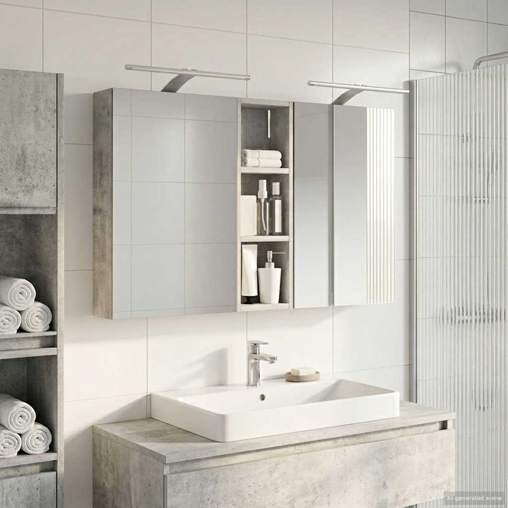 Kylpyhuoneen kaappisetti hyllyllä 3 pcs 100 x 10,5 x 60,5 cm