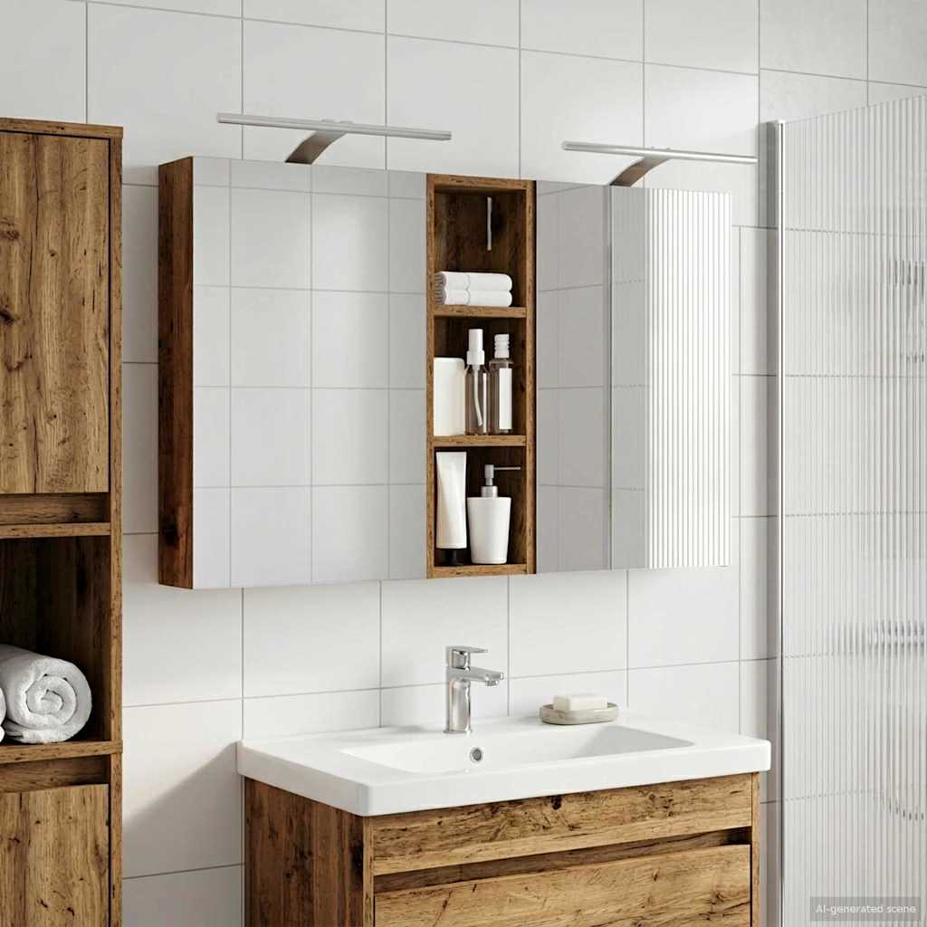 Kylpyhuoneen kaappisetti hyllyllä 3 pcs 100 x 10,5 x 60,5 cm