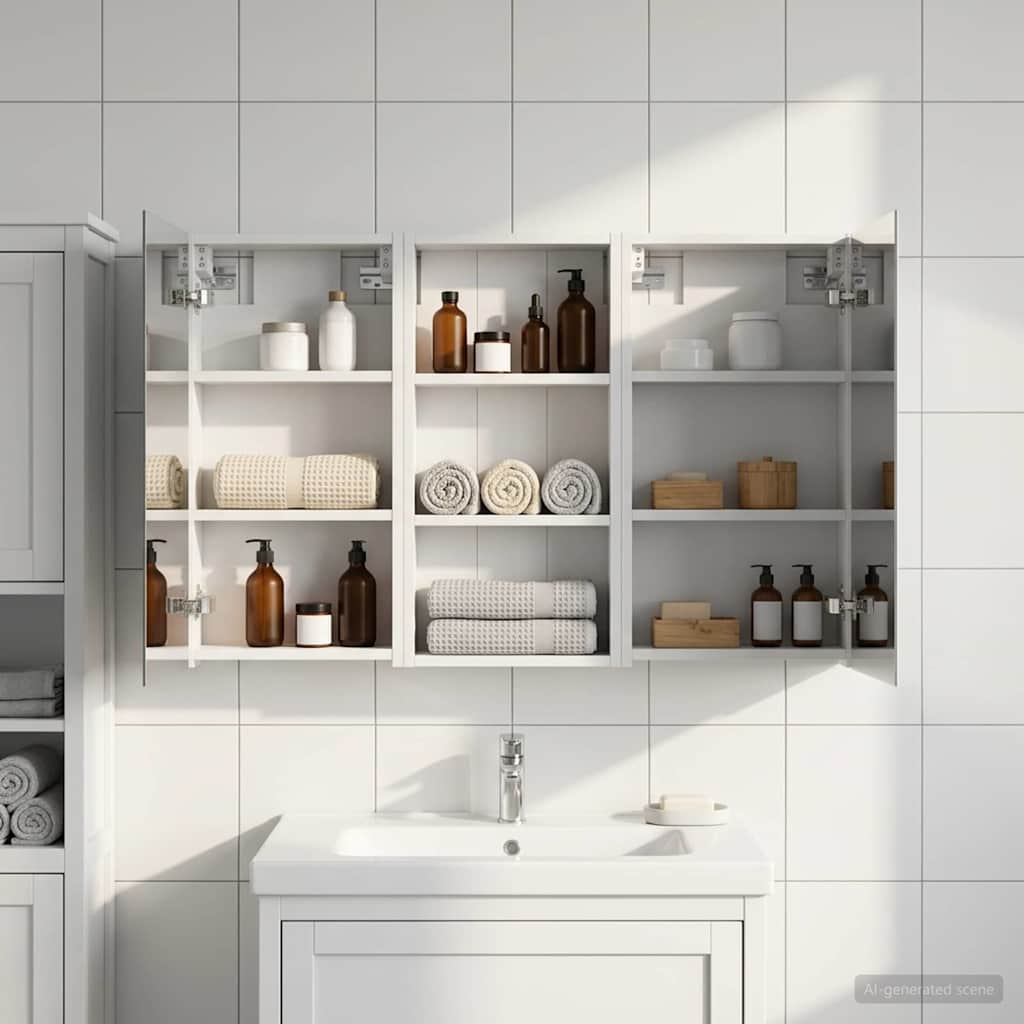 Kylpyhuoneen kaappisetti hyllyllä 3 pcs 110 x 10,5 x 60,5 cm