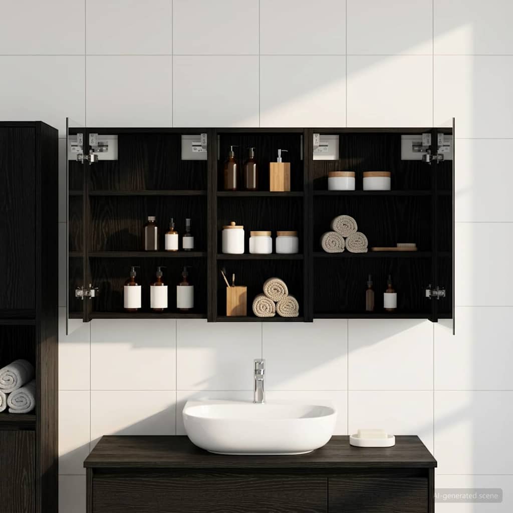 Kylpyhuoneen kaappisetti hyllyllä 3 pcs 110 x 10,5 x 60,5 cm