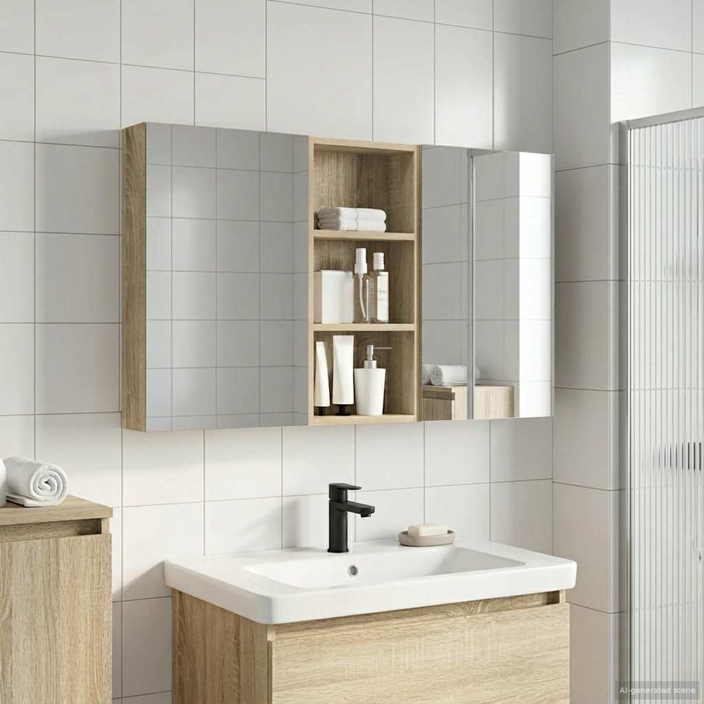 Kylpyhuoneen kaappisetti hyllyllä 3 pcs 110 x 10,5 x 60,5 cm