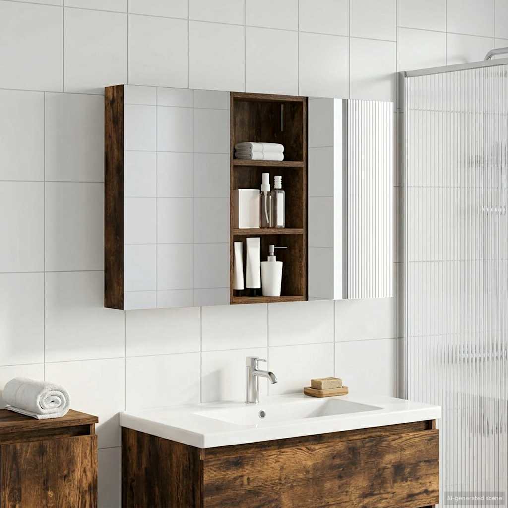 Kylpyhuoneen kaappisetti hyllyllä 3 pcs 110 x 10,5 x 60,5 cm