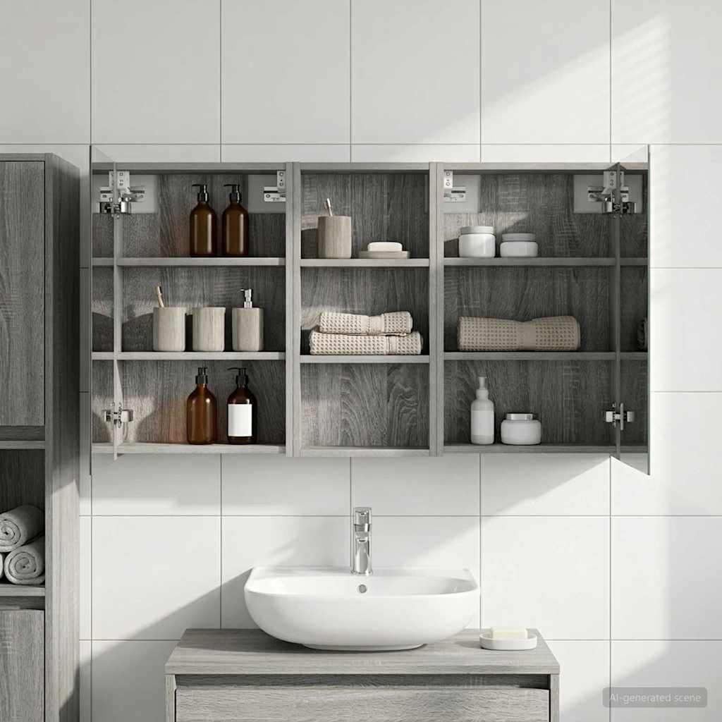 Kylpyhuoneen kaappisetti hyllyllä 3 pcs 110 x 10,5 x 60,5 cm