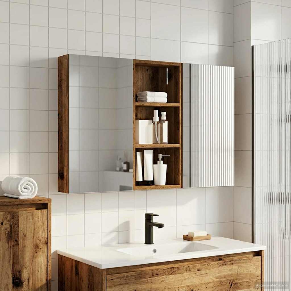 Kylpyhuoneen kaappisetti hyllyllä 3 pcs 110 x 10,5 x 60,5 cm