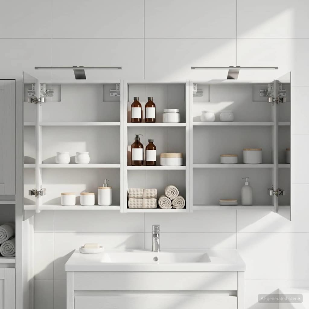 Kylpyhuoneen kaappisetti hyllyllä 3 pcs 110 x 10,5 x 60,5 cm