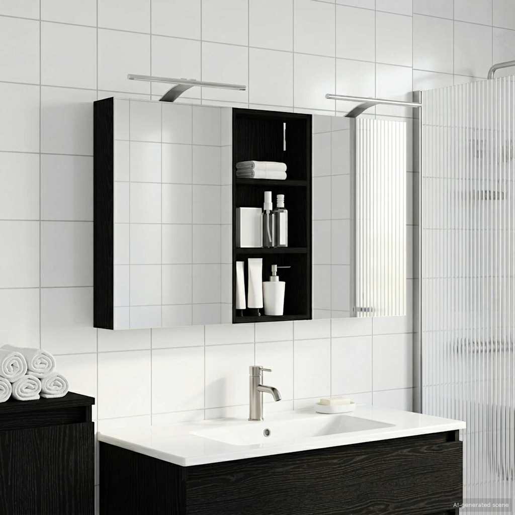 Kylpyhuoneen kaappisetti hyllyllä 3 pcs 110 x 10,5 x 60,5 cm