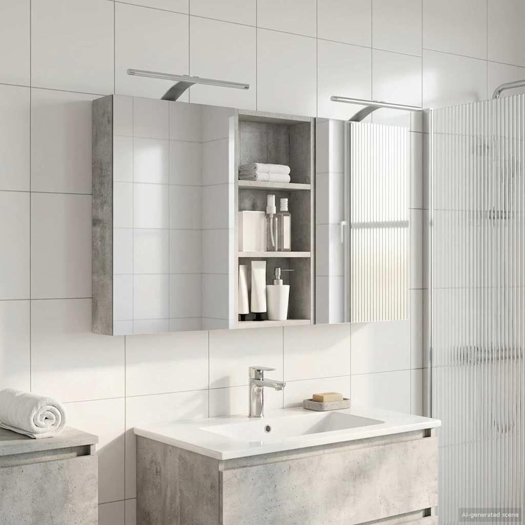 Kylpyhuoneen kaappisetti hyllyllä 3 pcs 110 x 10,5 x 60,5 cm