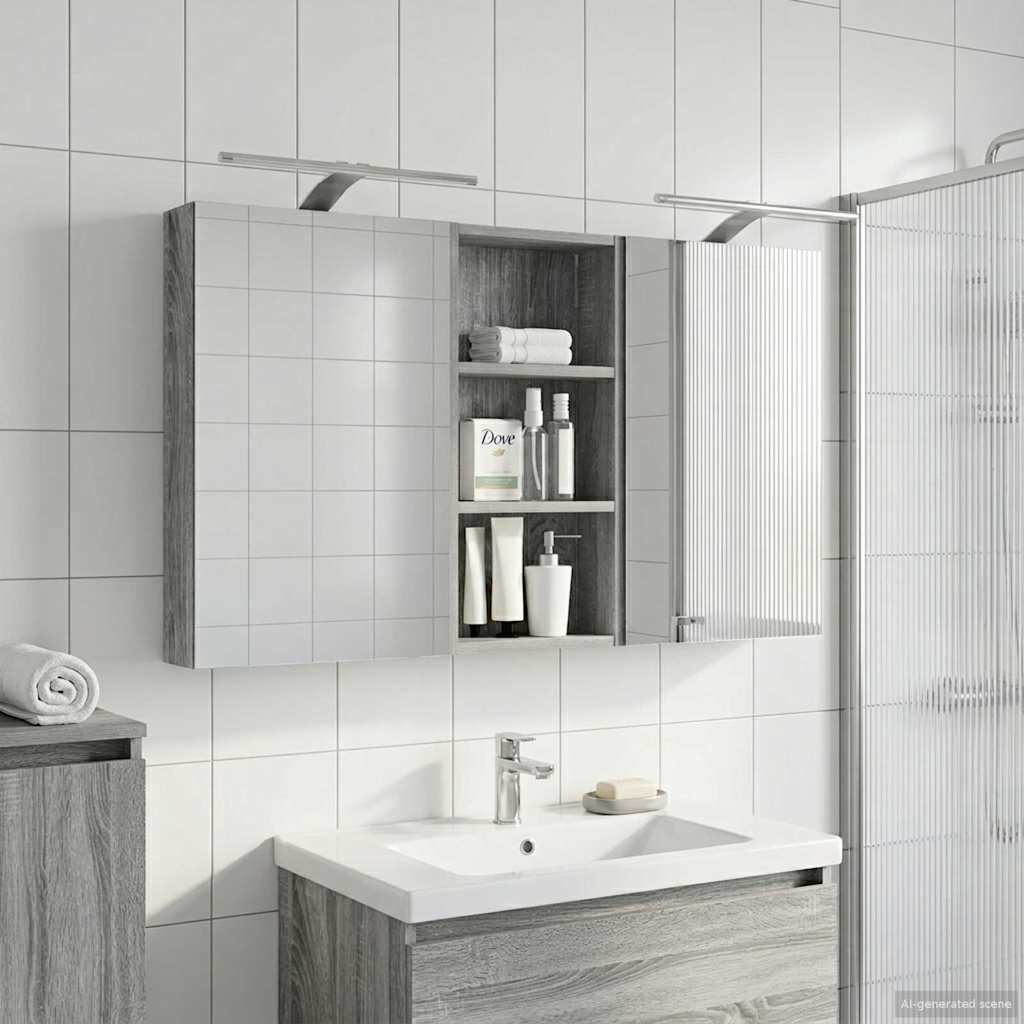 Kylpyhuoneen kaappisetti hyllyllä 3 pcs 110 x 10,5 x 60,5 cm