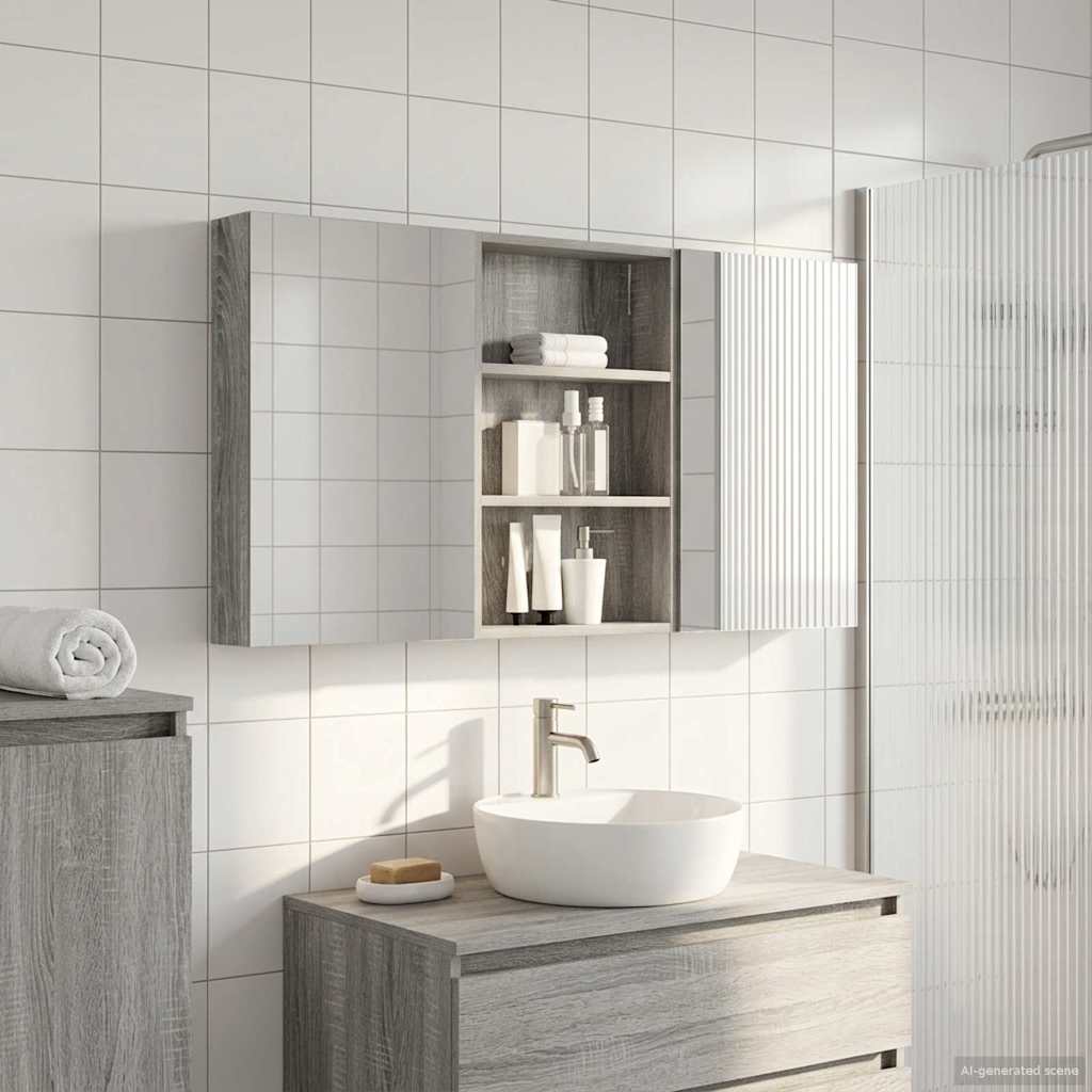 Kylpyhuoneen kaappisetti hyllyllä 3 pcs 120 x 10,5 x 60,5 cm