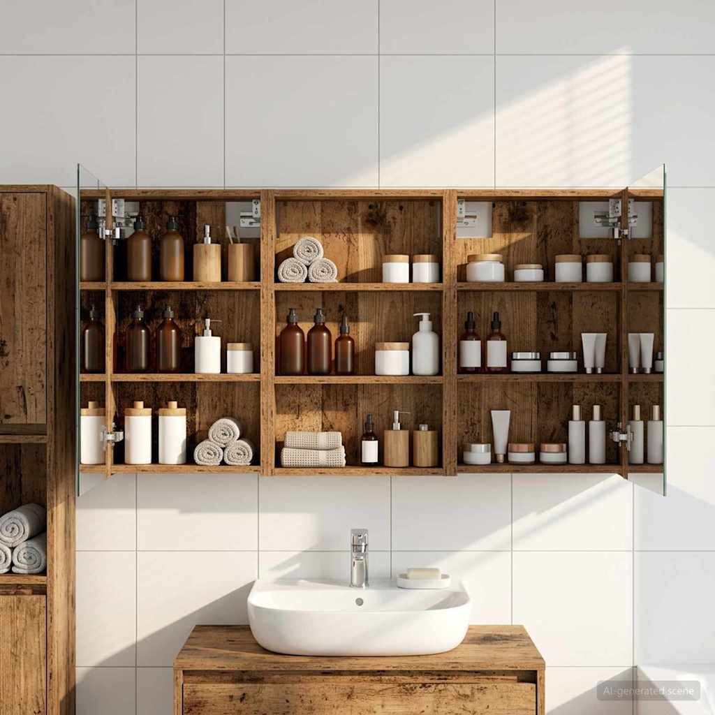 Kylpyhuoneen kaappisetti hyllyllä 3 pcs 120 x 10,5 x 60,5 cm