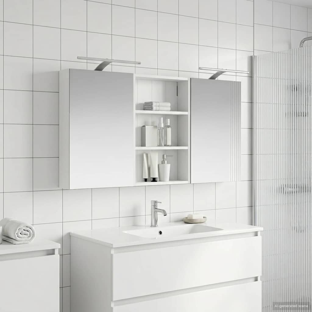 Kylpyhuoneen kaappisetti hyllyllä 3 pcs 120 x 10,5 x 60,5 cm