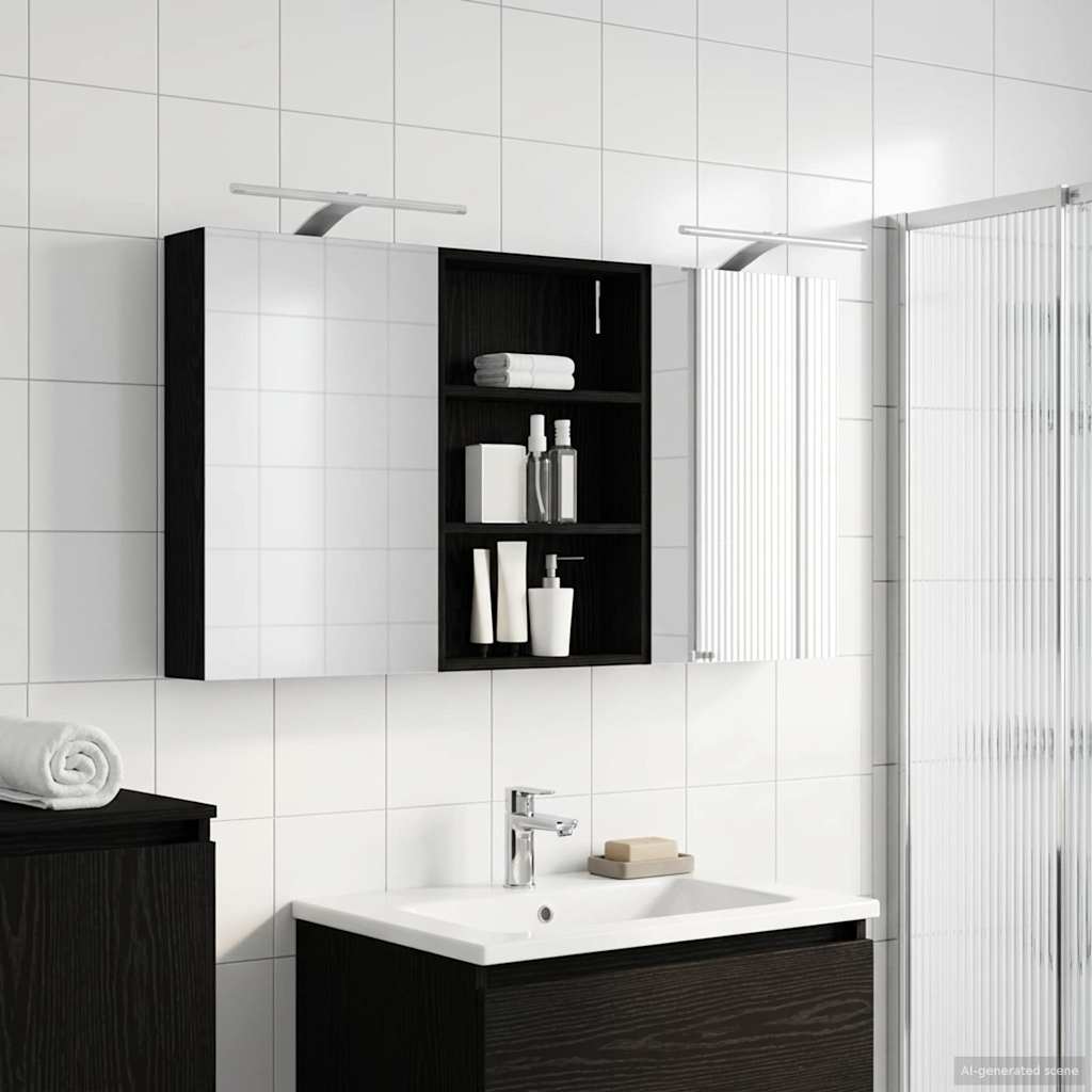 Kylpyhuoneen kaappisetti hyllyllä 3 pcs 120 x 10,5 x 60,5 cm