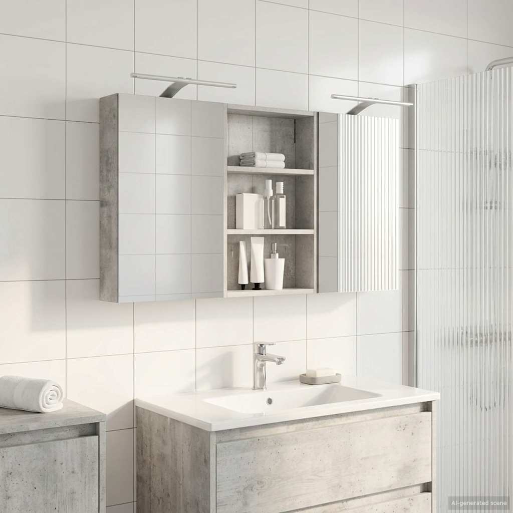 Kylpyhuoneen kaappisetti hyllyllä 3 pcs 120 x 10,5 x 60,5 cm