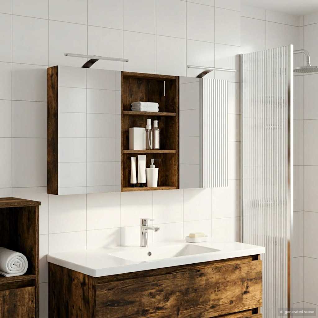 Kylpyhuoneen kaappisetti hyllyllä 3 pcs 120 x 10,5 x 60,5 cm