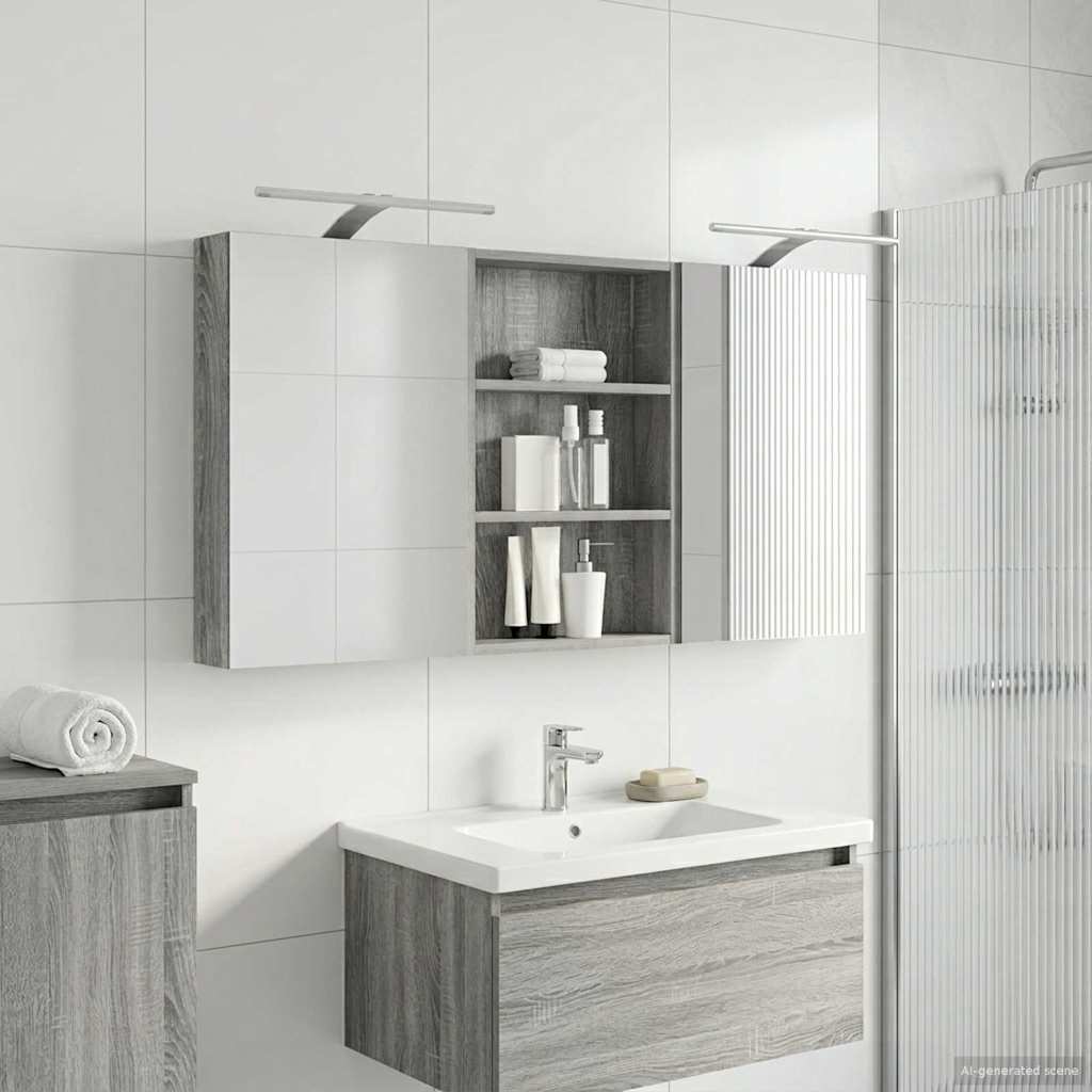 Kylpyhuoneen kaappisetti hyllyllä 3 pcs 120 x 10,5 x 60,5 cm