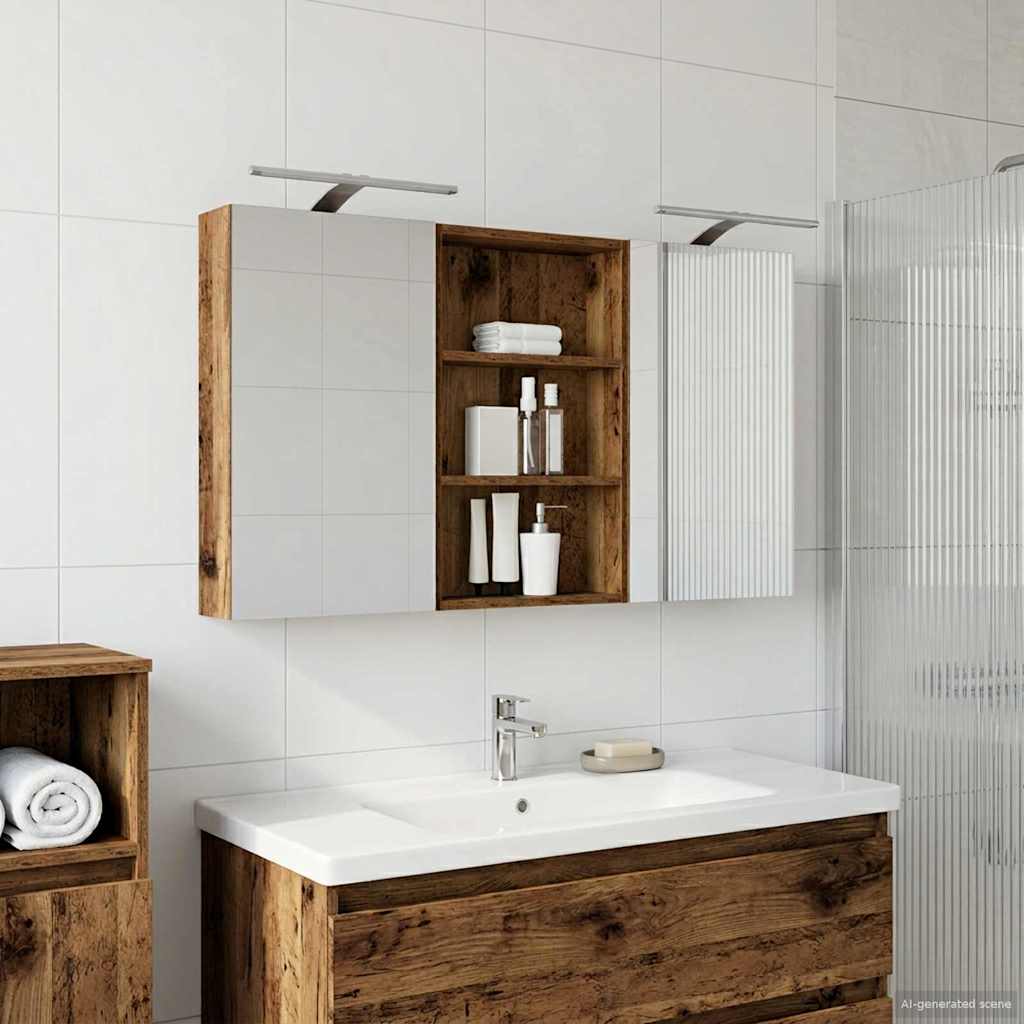 Kylpyhuoneen kaappisetti hyllyllä 3 pcs 120 x 10,5 x 60,5 cm