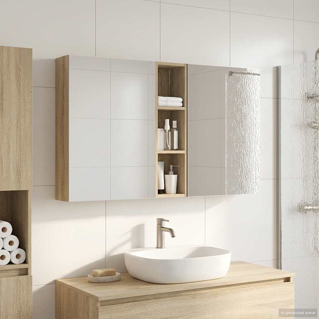 Kylpyhuoneen kaappisetti 3 pcs 120 x 14,5 x 70 cm Tekninen puu